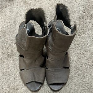 Free People Brown Open-Toe Heeled Boots